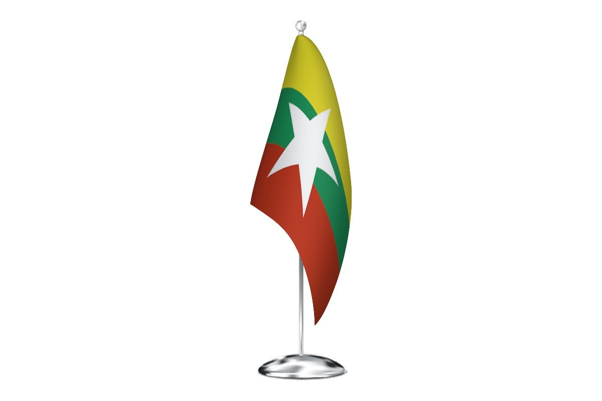 Bandera de despacho de Birmania con escudo de alta calidad