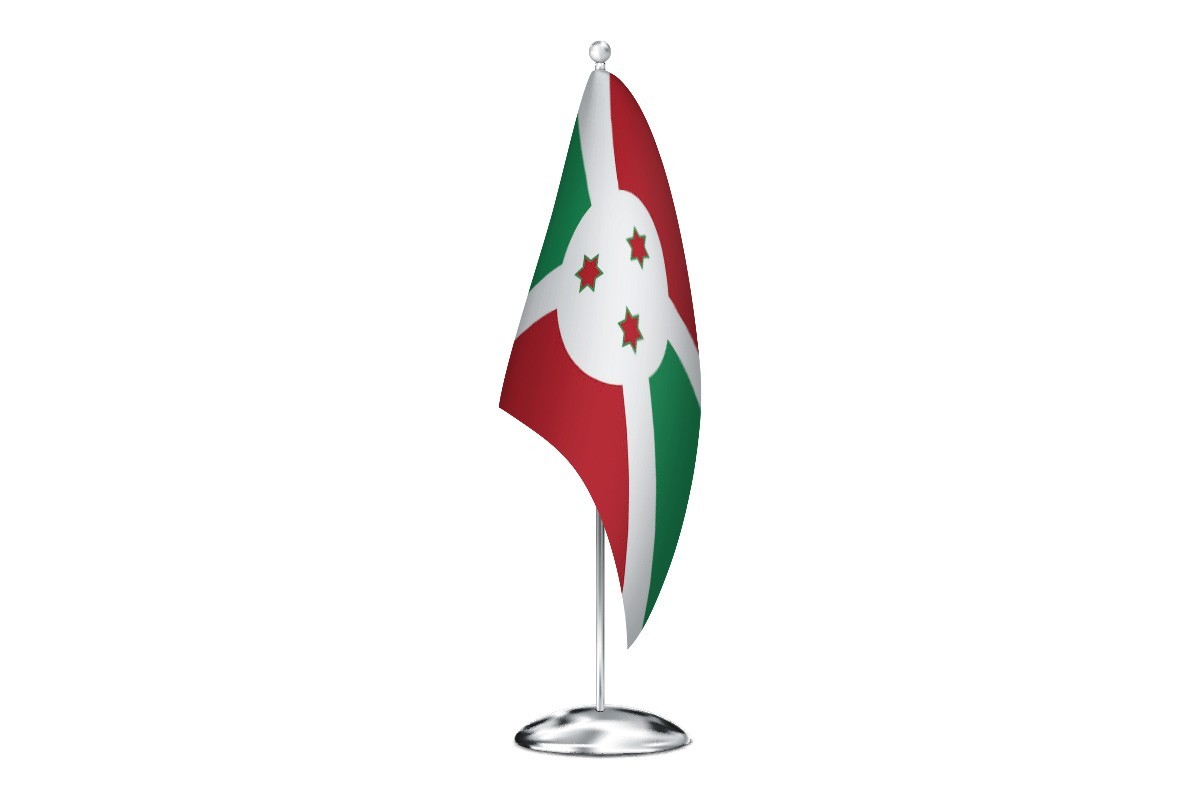 Bandera de despacho de Burundi con escudo de alta calidad