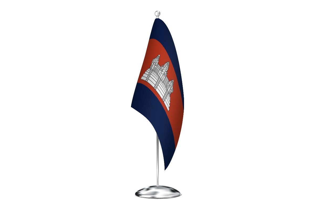 Bandera de despacho de Camboya con escudo de alta calidad