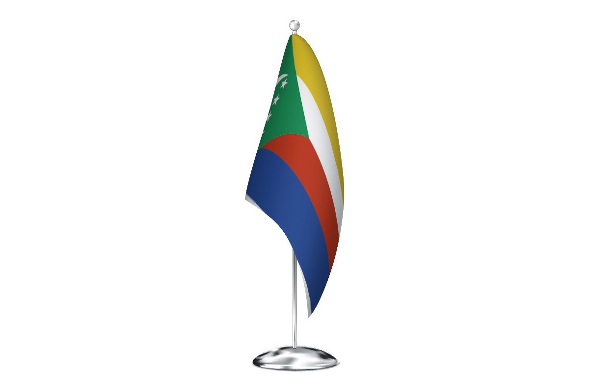 Bandera de despacho de Comoras con escudo de alta calidad