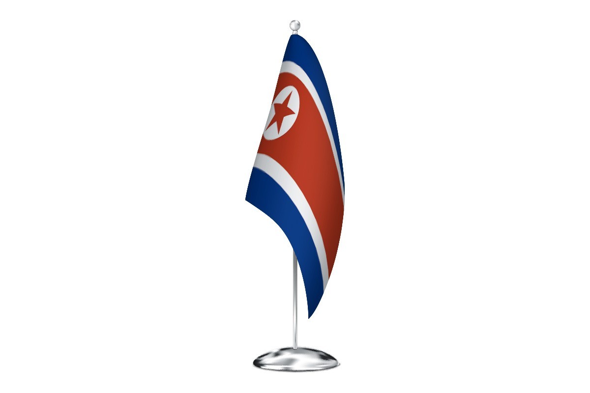 Bandera de despacho de Corea del Norte con escudo de alta calidad