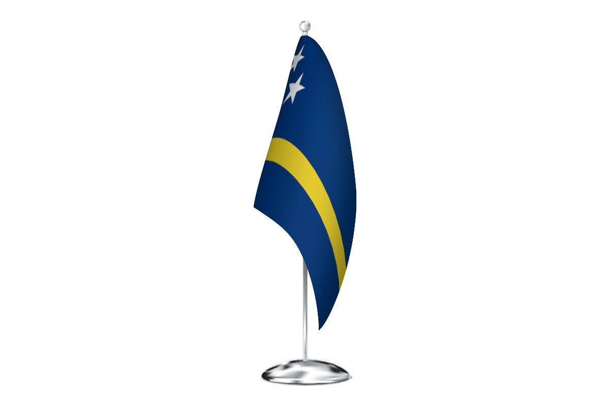 Bandera de despacho de Curazao con escudo de alta calidad