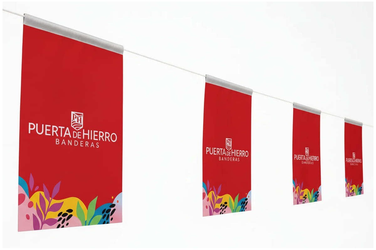 Banderines de fiesta en textil personalizado en cuerda de 10m