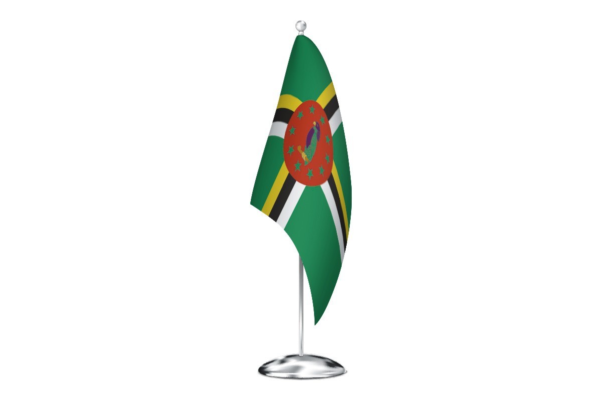 Bandera de despacho de Dominica con escudo de alta calidad