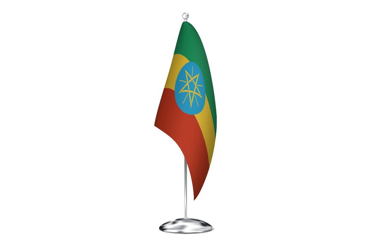 Bandera de despacho de Etiopia con escudo de alta calidad