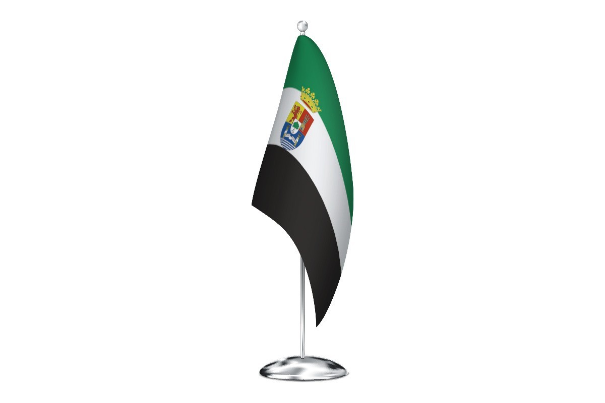 Bandera de despacho de Extremadura con escudo de alta calidad