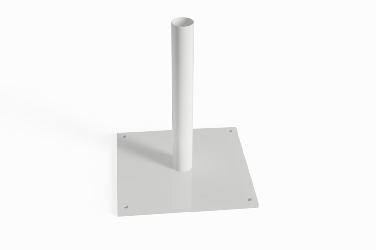 Base hierro blanca para mástil para anclar a suelo Base hierro blanca para mástil para anclar a suelo