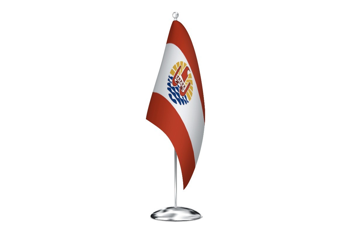 Bandera de despacho de Polinesia Francesa con escudo de alta calidad