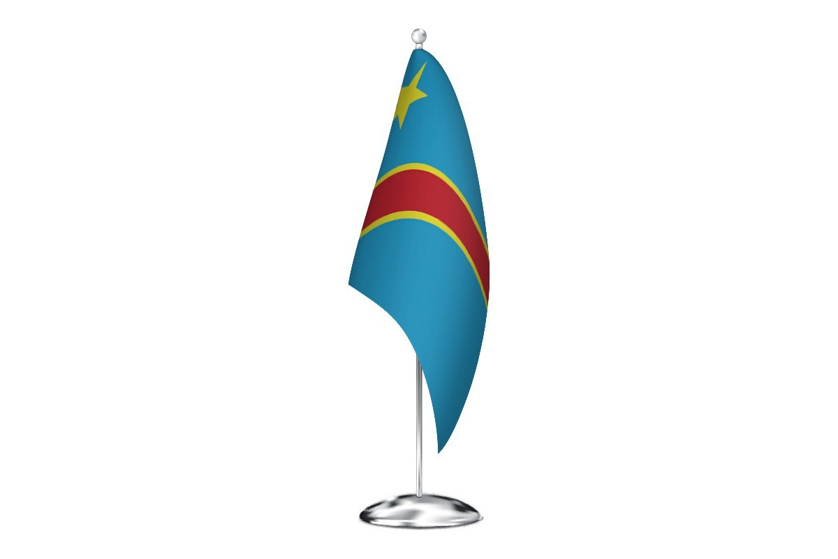 Bandera de despacho de Republica Democratica del Congo con escudo de alta calidad