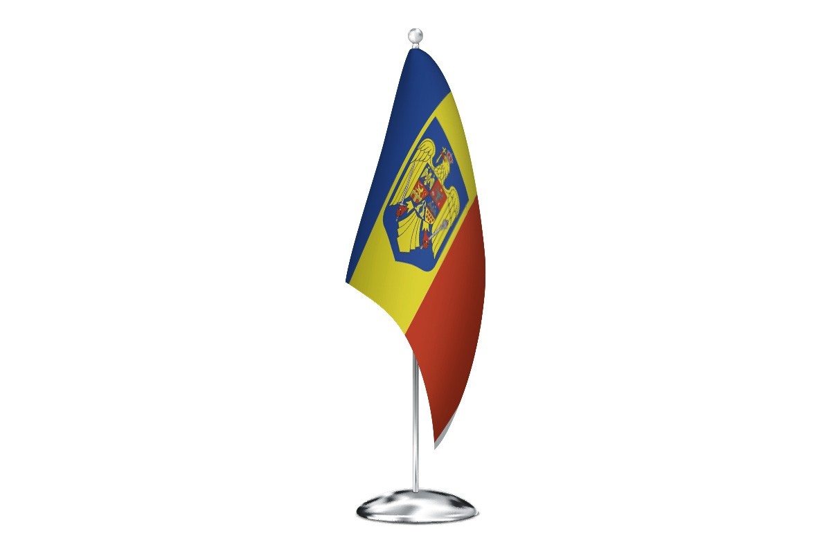 Bandera de despacho de Rumanía con escudo de alta calidad