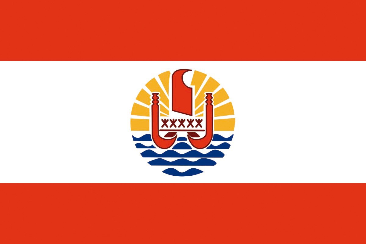 Bandera de Polinesia Francesa con escudo de alta calidad para exterior Bandera de Polinesia Francesa con escudo de alta calidad para exterior