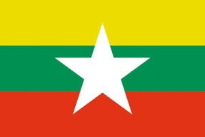 Bandera de mesa de Birmania con escudo