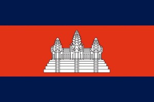Bandera de mesa de Camboya con escudo