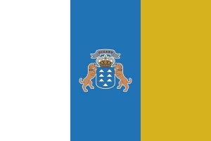 Bandera de mesa de Canarias con escudo