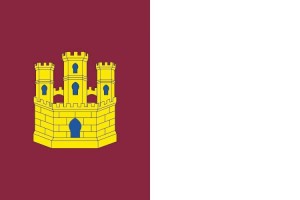 Bandera de mesa de Castilla la Mancha con escudo