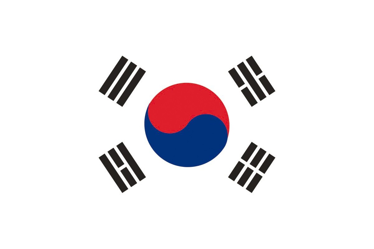 Bandera de mesa de Corea del Sur con escudo