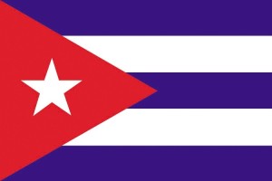 Bandera de mesa de Cuba con escudo