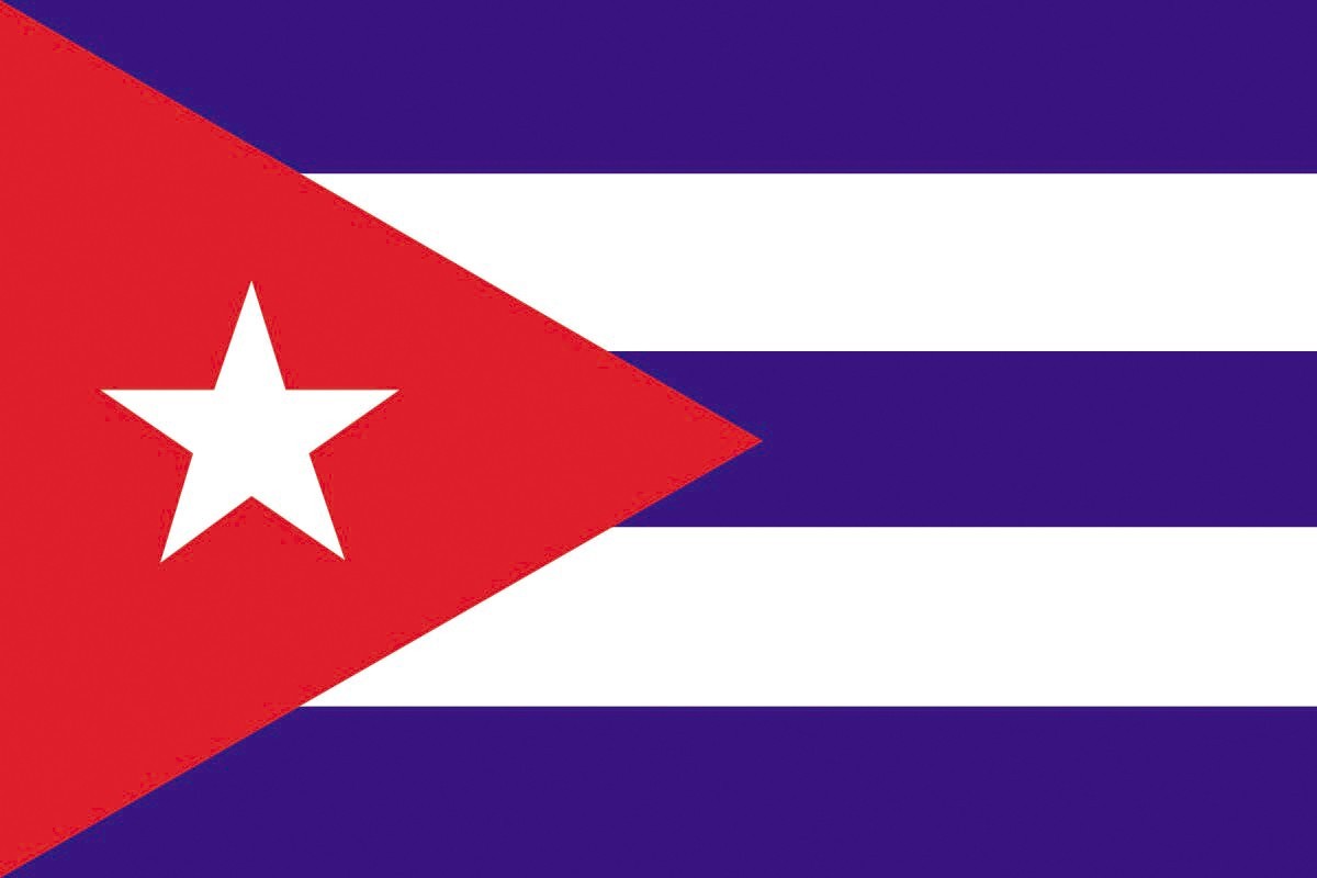 Bandera de mesa de Cuba con escudo