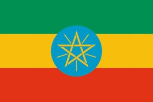 Bandera de mesa de Etiopia con escudo Bandera de mesa de Etiopia con escudo