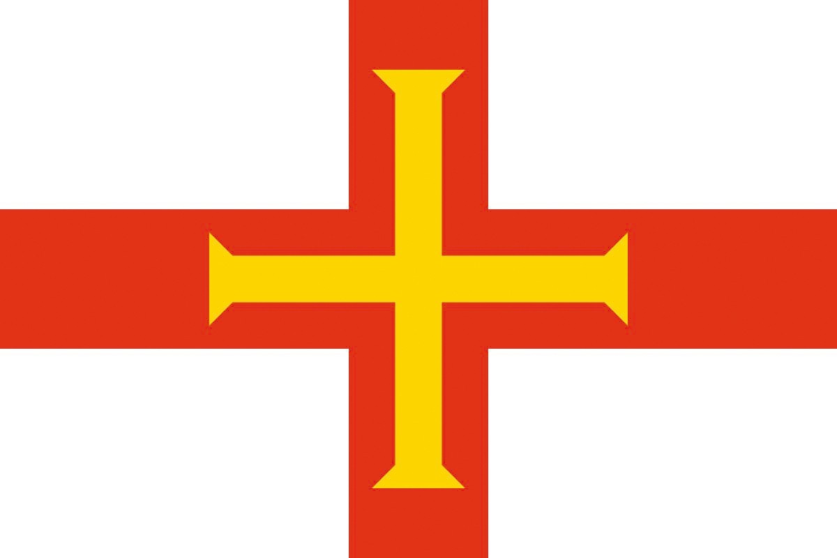 Bandera de mesa de Guernsey con escudo