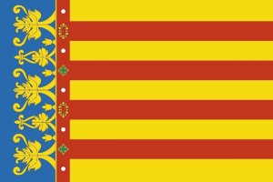 Bandera de mesa de Valencia con escudo