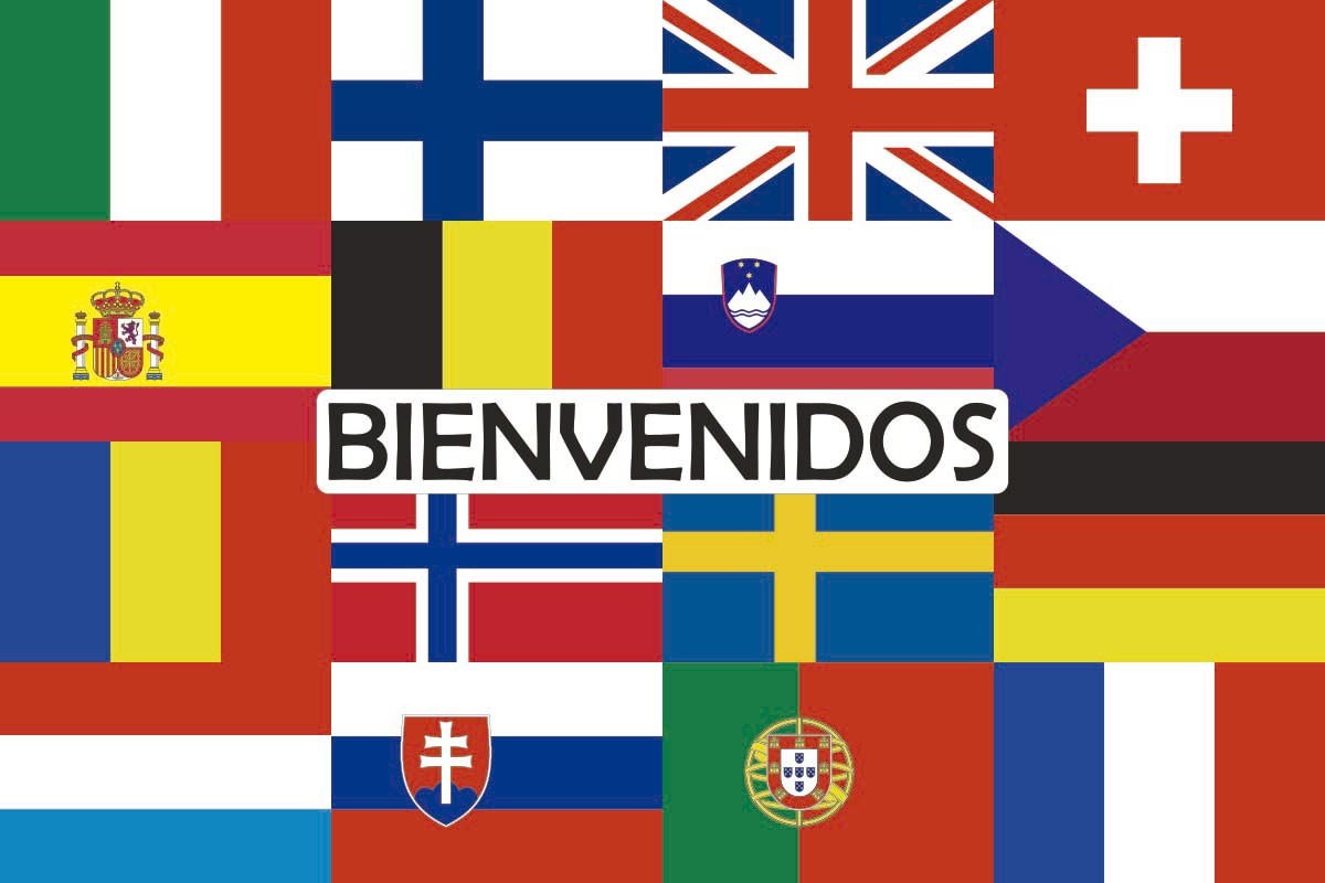 Bandera de 16 países bienvenidos Europa Bandera de 16 países bienvenidos Europa