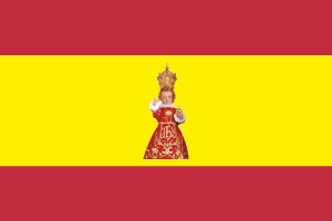 Bandera de España con niño de la bola 123