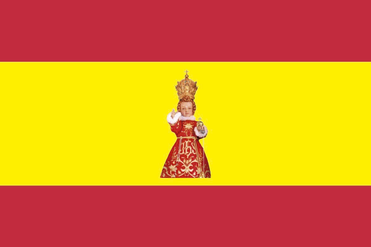 Bandera de España con niño de la bola Bandera de España con niño de la bola