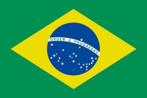 Bandera de despacho de Brasil con escudo de alta calidad