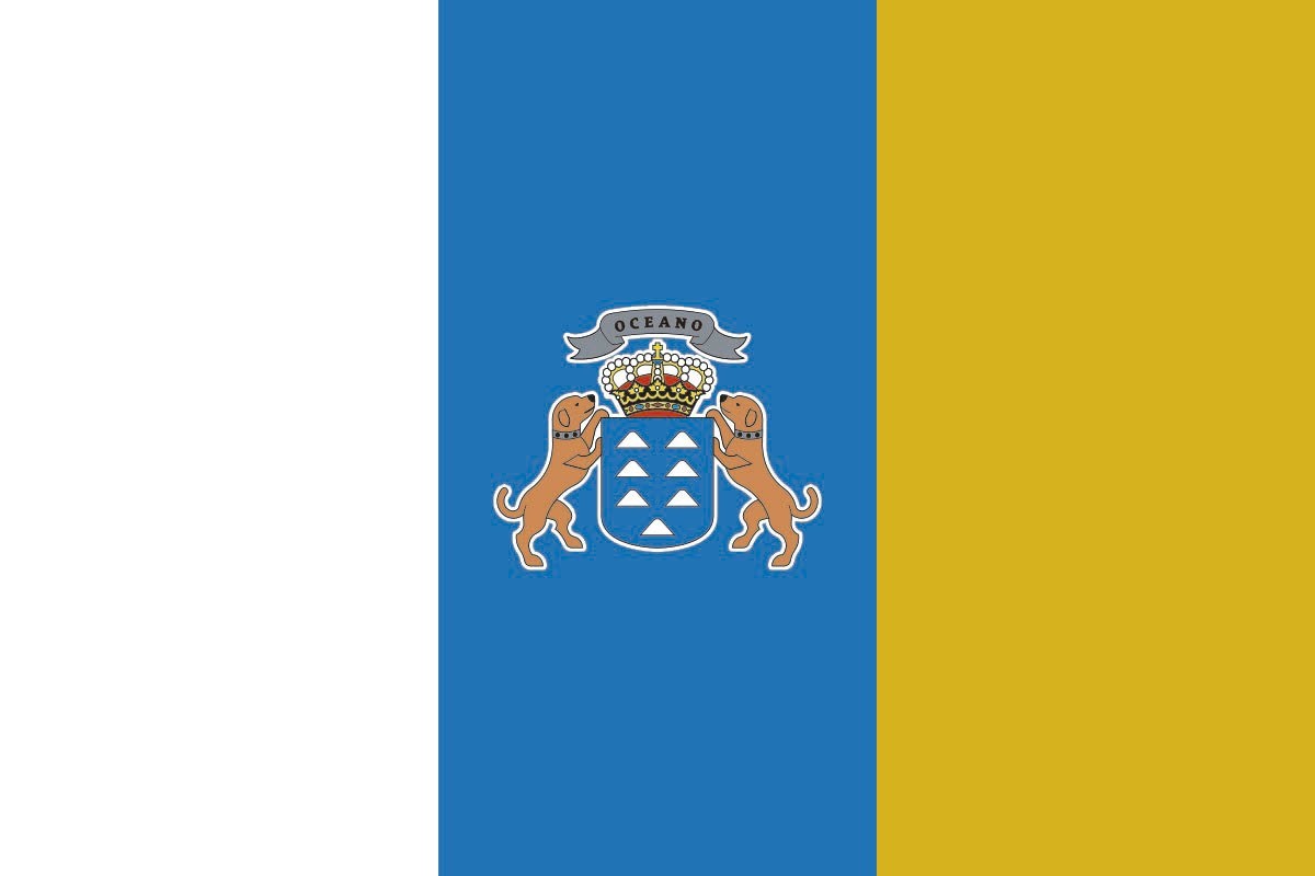 Bandera de Canarias con escudo de alta calidad para exterior Bandera de Canarias con escudo de alta calidad para exterior