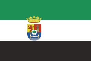 Bandera de despacho de Extremadura con escudo de alta calidad